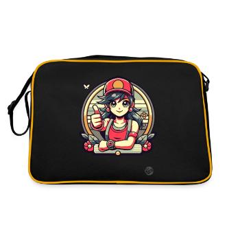 Thumbs Up Cartoon Girl - Retro Bag - black/gold - Back