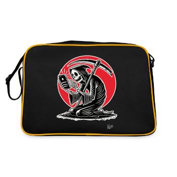 Grim Reaper as Doom Scroller and Smartphone Zombie - Retro Bag - black/gold - Back