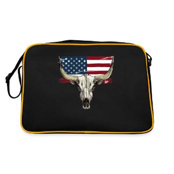 Cow and Bull Skull with USA Flag - Retro Bag - black/gold - Back