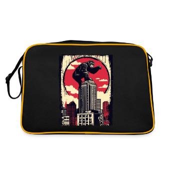 Funny chimpanzee climbs skyscraper - Retro Bag - black/gold - Back