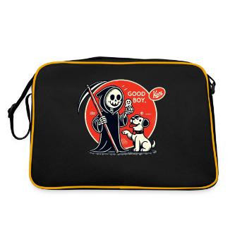 Grim Reaper Playing with Dog: Good Boy - Retro Bag - black/gold - Back
