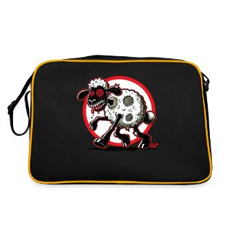 Schere das Zombie-Schaf! - Retro Tasche - Schwarz/Gold - Hinten