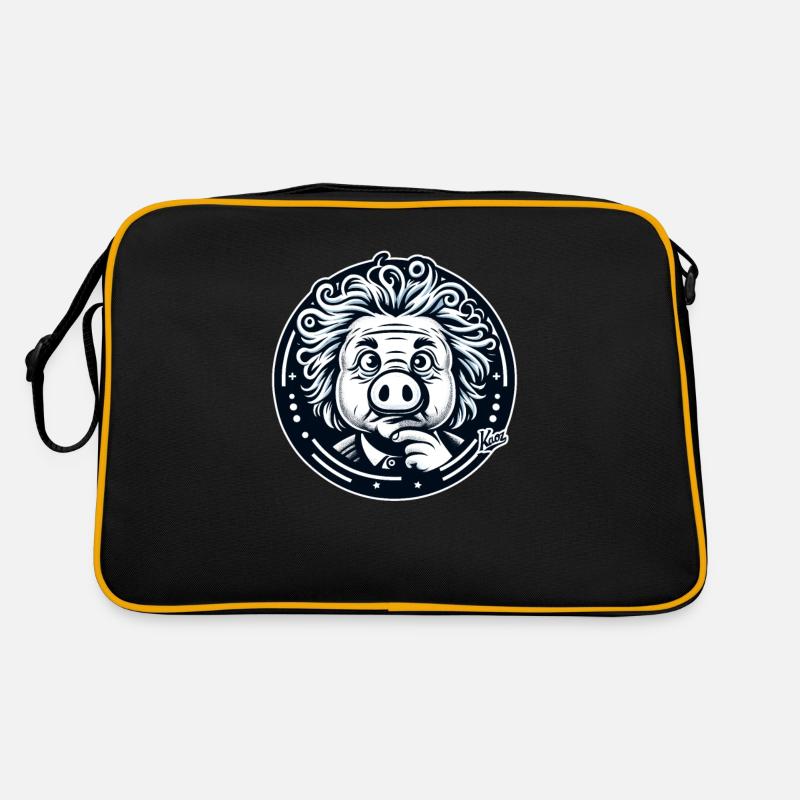 Albert Schweinstein das Genie - Retro Tasche - Schwarz/Gold