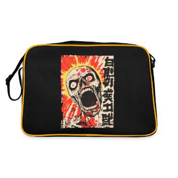 Screaming Japanese skull - Retro Bag - black/gold - Back