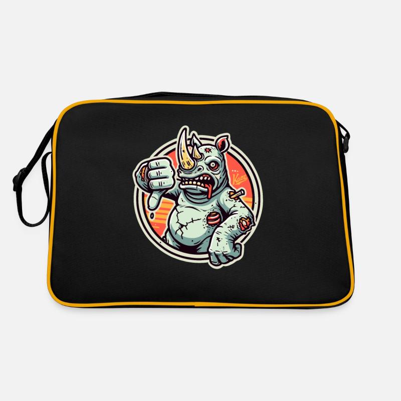 Rhinocéros zombie insatisfait et pouce vers le bas Sac Retro