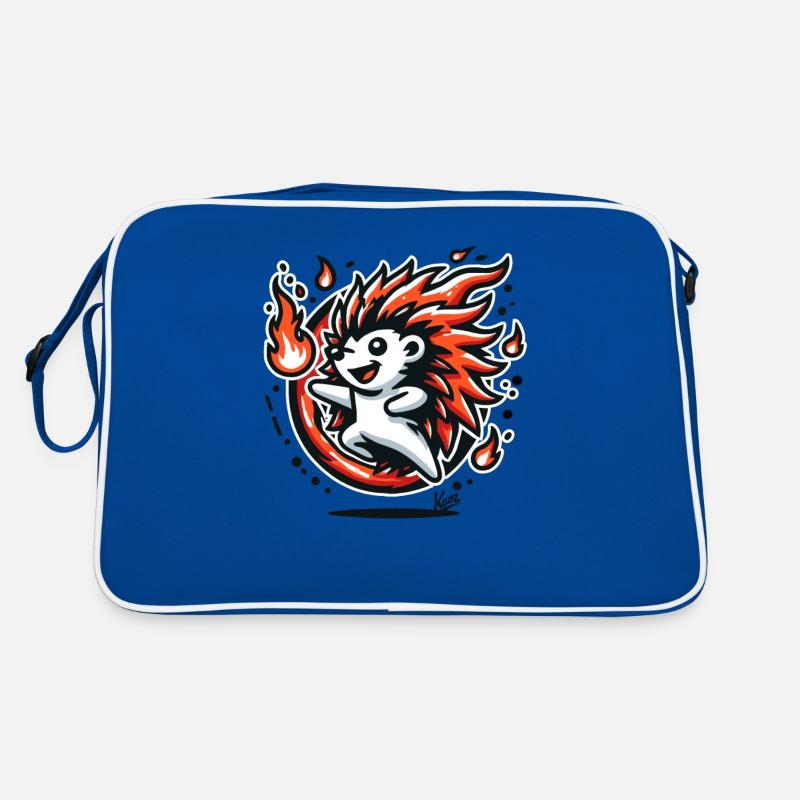 Cheerful hot hedgehog with fire Retro Bag