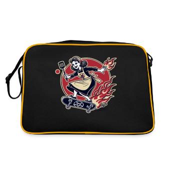 Femme au foyer culte faisant du skateboard sur du skateboard - Sac Retro - noir/or - Dos