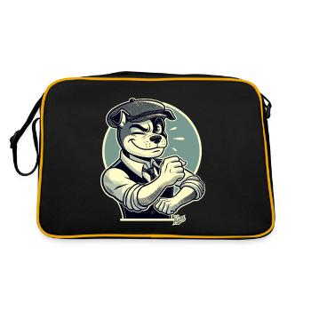 Retro Dapper Cartoon Dog in 1920s Style - Retro Bag - black/gold - Back