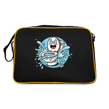 Die spritzige lustige Toilette - Retro Tasche - Schwarz/Gold - Hinten