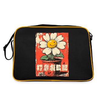 Drôle de fleur dans un pot de fleurs - Sac Retro - noir/or - Dos