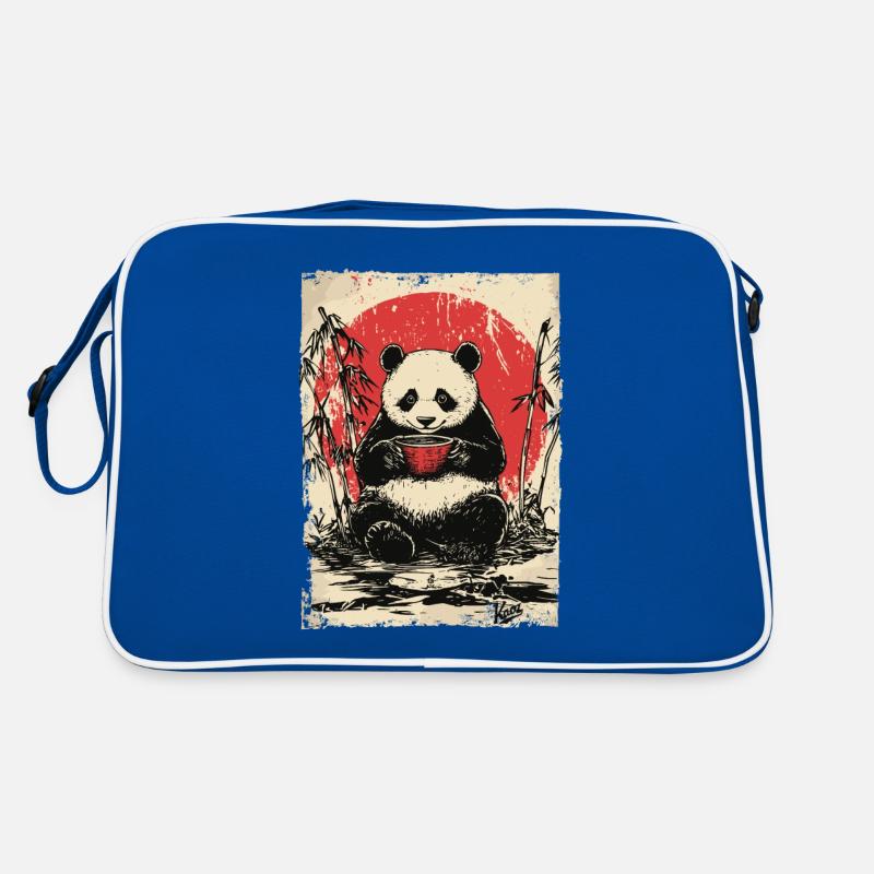 Panda avec soupe dans une forêt de bambous Sac Retro
