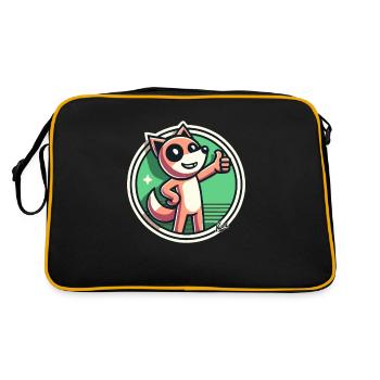 Cheerful nature fox with thumbs up - Retro Bag - black/gold - Back