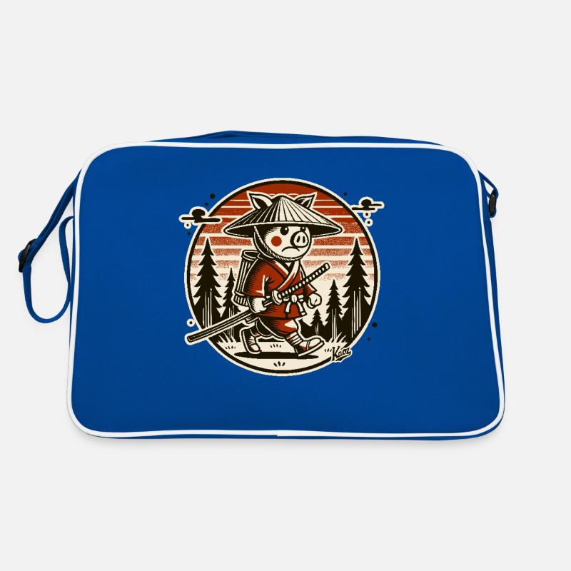 Samurai pig Ronin on the move Retro Bag
