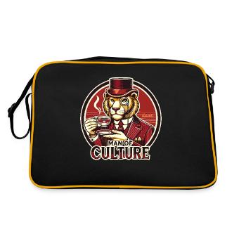 Tea Time Löwe, Ein Mann von Kultur - Retro Tasche - Schwarz/Gold - Hinten