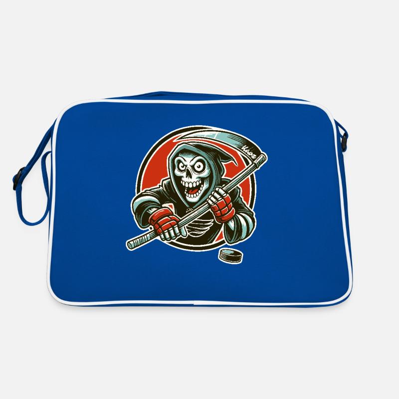 Grim Reaper playing hockey with puck Retro Bag