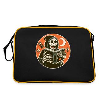 Grim Reaper reads guidebook book for life - Retro Bag - black/gold - Back
