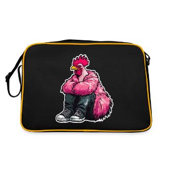 Fashionable Fashion Rooster in Pink Feather Chicken Jacket - Retro Bag - black/gold - Back