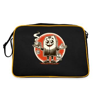 Teebeutel mit Teetasse für Tea Time - Retro Tasche - Schwarz/Gold - Hinten