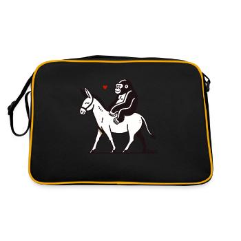 Gorilla riding a donkey - Retro Bag - black/gold - Back