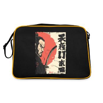 Japanische Rote Sonne Samurai - Retro Tasche - Schwarz/Gold - Hinten