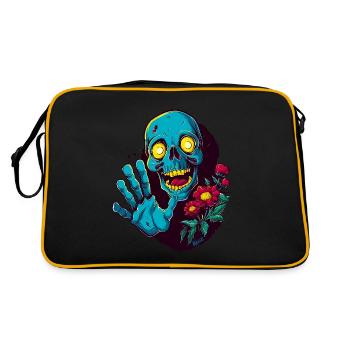 Funny skull with flowers greets: Hello! - Retro Bag - black/gold - Back