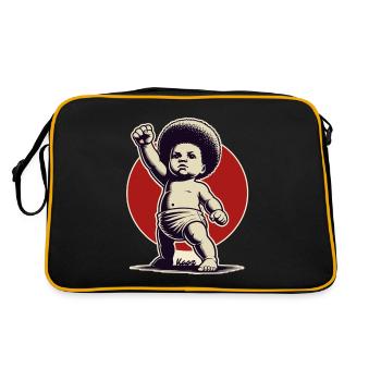 Bébé en pose de liberté - Sac Retro - noir/or - Dos