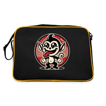 Cheerful little rascal monkey - Retro Bag - black/gold - Back