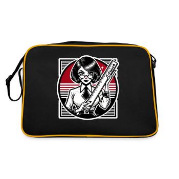 The strict cartoon teacher with ruler - Retro Bag - black/gold - Back
