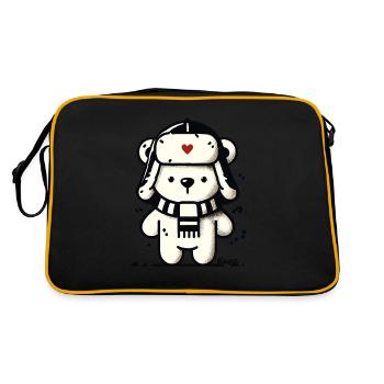 Cute funny bear with scarf and winter hat - Retro Bag - black/gold - Back