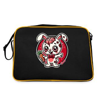 Zombie bunny with brain and carrot - Retro Bag - black/gold - Back