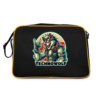 Techno-Wolf: Electronic Music Beats - Retro Bag - black/gold - Back