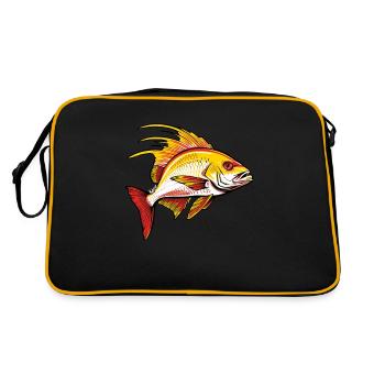 Roter und goldener Fisch - Retro Tasche - Schwarz/Gold - Hinten