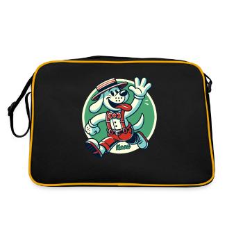Funny retro farmer dog running and greeting - Retro Bag - black/gold - Back