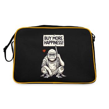 Gorille satirique avec bouclier : Achetez plus de bonheur - Sac Retro - noir/or - Dos