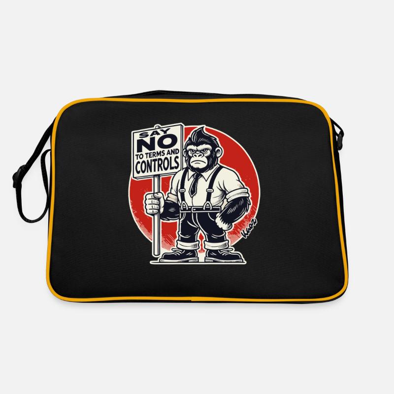 Gorilla-Protest: Sag Nein zu Regeln & Kontrolle! Retro Tasche