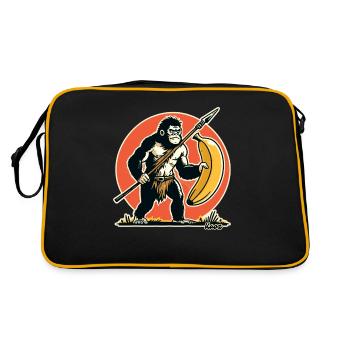 Hunter and gatherer gorilla with banana - Retro Bag - black/gold - Back