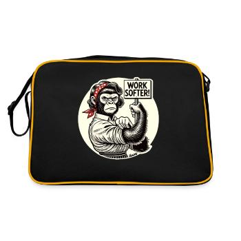 Strong gorilla woman: Work softer - Retro Bag - black/gold - Back