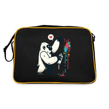 Graffiti-Gorilla mit Spraydose - Retro Tasche - Schwarz/Gold - Hinten
