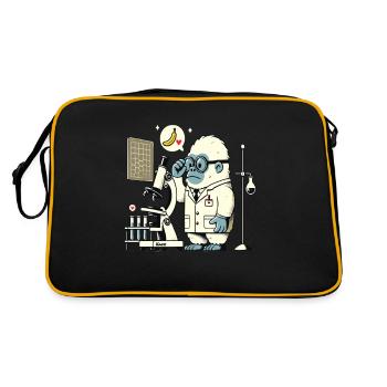 Wissenschaftler-Gorilla-Affe im Labor - Retro Tasche - Schwarz/Gold - Hinten