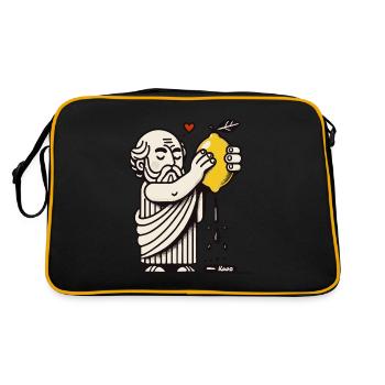 Philosoph entsaftet die Zitrone des Lebens - Retro Tasche - Schwarz/Gold - Hinten