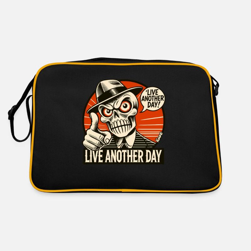 Lebe einen weiteren Tag, Spruch von Mr. Totenkopf Retro Tasche