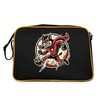 Super-Wildsau – Blitzschnell und unaufhaltsam! - Retro Tasche - Schwarz/Gold - Hinten