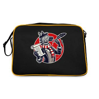 Zebra poet with paper and pen for poems - Retro Bag - black/gold - Back