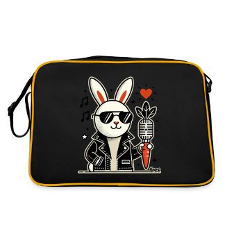 Lapin de musique rock avec microphone carotte vintage - Sac Retro - noir/or - Dos