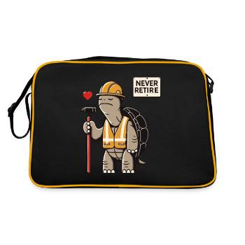 Never Retire – Construction Worker Turtle - Retro Bag - black/gold - Back