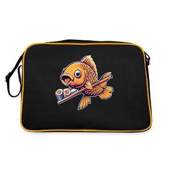 Sushi drôle de poisson rouge – Japan Food Art - Sac Retro - noir/or - Dos