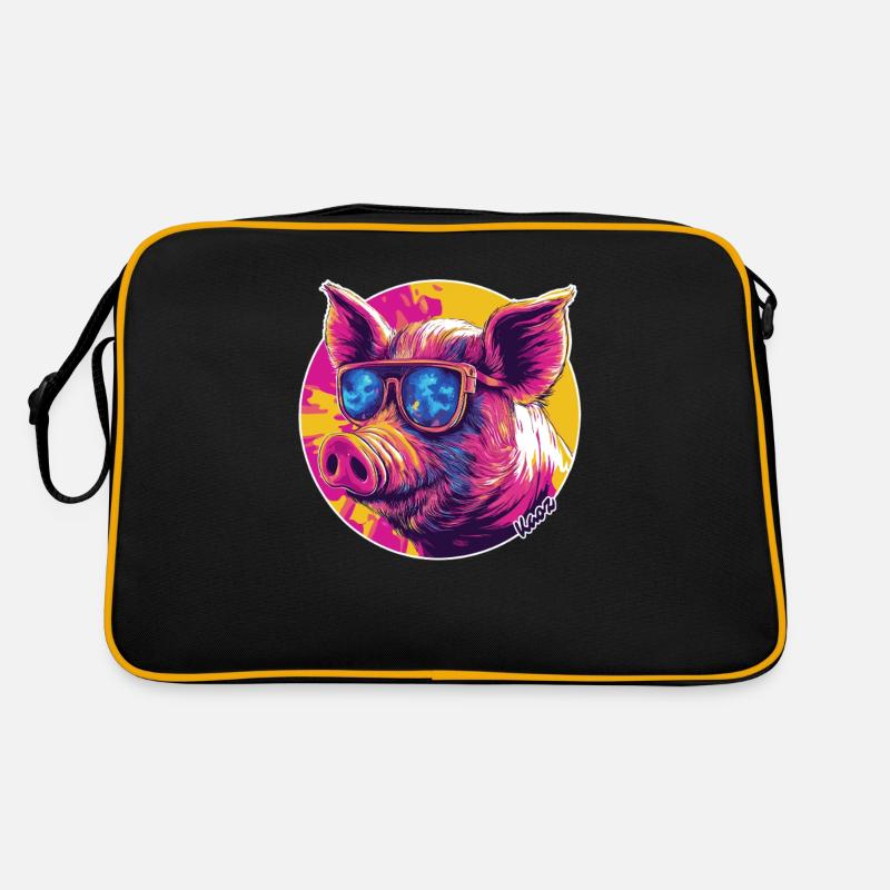 Cooles Schwein mit Sonnenbrille Retro Tasche