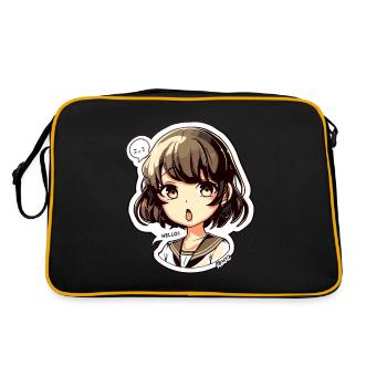 Cute Cartoon Girl – Hello! Balloon - Retro Bag - black/gold - Back