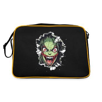 Creepy monster breaks through wall - Retro Bag - black/gold - Back