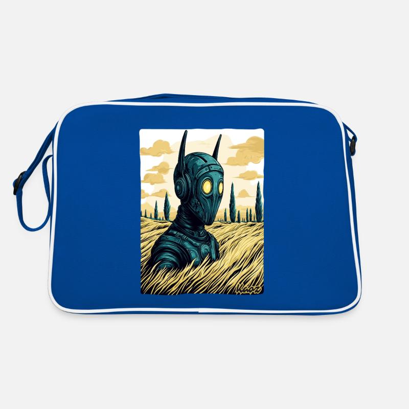 Cyborg avec des épis dans un champ de blé Sac Retro